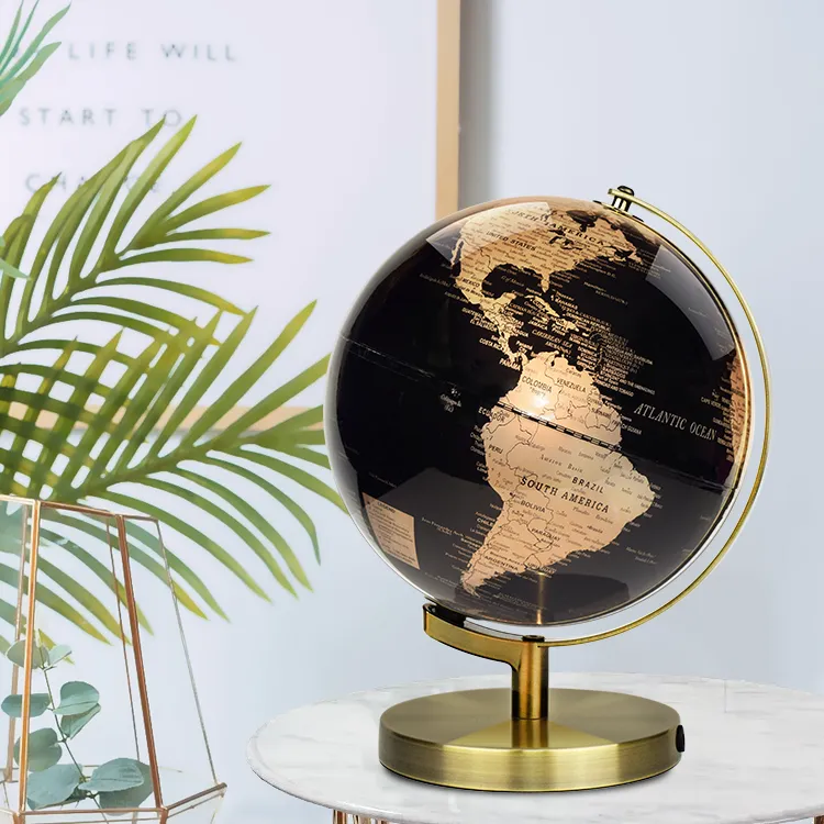 22.8cm Artistic Globe with a Golden Metallic Finish - World Globe